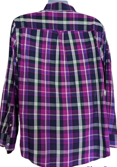 Chaps Purple Plaid Button Down Shirt size Large - Picture 2 of 3